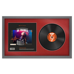 "30X17"" Dark Grey Modern Vinyl Record Frame With Crimson Mount For 12 Inch Lp Album Cover & Disc - Ak Frames" - thumbnail 1