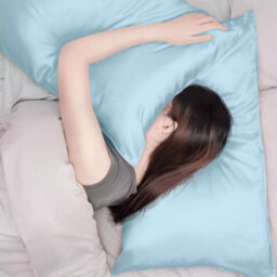 Ameha Sky Blue Stain Silk Pillowcase Ultra Soft Anti Wrinkle Envelop Closure Pillow Cover For Hair & Skin Friendly 50X75Cm Pair - thumbnail 7