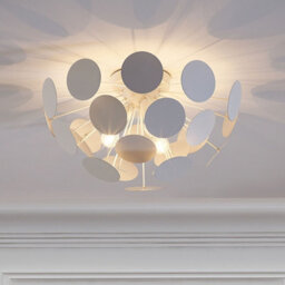 Wyld And Coco Novalux Pendant Lamp White Hemisphere Shade With Circle Motif, 2-Light, W52 X D52 X H28Cm - thumbnail 2