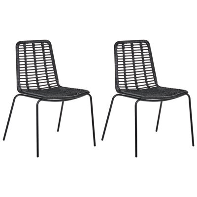 Beliani Set Of 2 Dining Chairs Taos Rattan Black - image 1