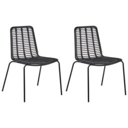 Beliani Set Of 2 Dining Chairs Taos Rattan Black - thumbnail 1