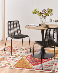 Beliani Set Of 2 Dining Chairs Taos Rattan Black - thumbnail 2
