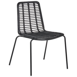 Beliani Set Of 2 Dining Chairs Taos Rattan Black - thumbnail 4