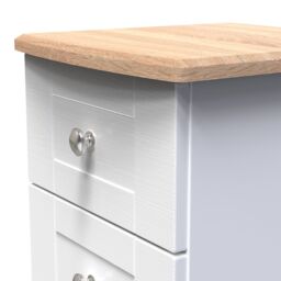 Santander Ready Assembled Matt White & Oak 3 Drawer Wide Bedside Chest (H)692mm (W)395mm (D)411mm - thumbnail 3