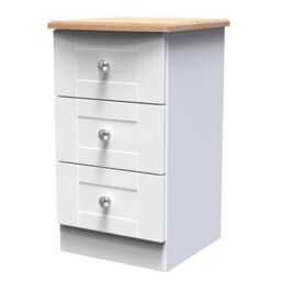 Santander Ready Assembled Matt White & Oak 3 Drawer Wide Bedside Chest (H)692mm (W)395mm (D)411mm - thumbnail 2