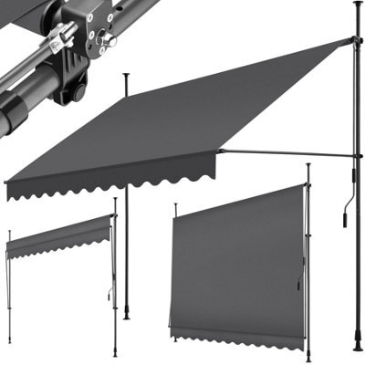 Tectake Awning With Hand Crank - Pressure Fitted , Height Adjustable 300 X 180 Cm - Black/grey - image 1
