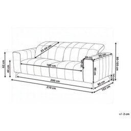 Beliani Sofa 3 Seater Ommel Fabric Light Beige - thumbnail 3