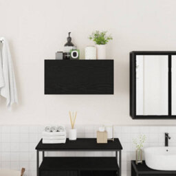Berkfield Bathroom Wall Cabinet Black 60X25X30 Cm Engineered Wood - thumbnail 3