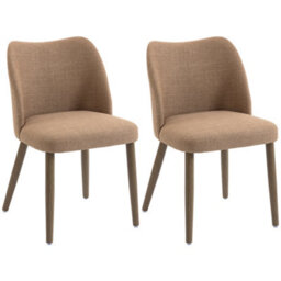 Homcom Dining Chairs Set Of 2, Kitchen Chairs With Padded Seat, Curved Back - thumbnail 2