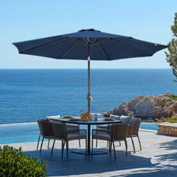 Rinse Bathrooms Outdoor Patio Garden Parasol 2.7M Sun Shade Umbrella Canopy W/crank Tilt Uv Protection Blue