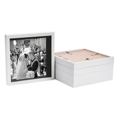 "Nicola Spring 10 X 10"" Photo Frames - White/black Mount - 3D Picture Frame Box Portrait Display Case (8 X 8"" Mount) Set Of 5" - image 1