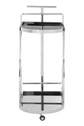 Orsina  Durable 2 Tier Silver Wavy Design Trolley, Elegant Drinks Trolley, Steel Constructed Island Trolley - thumbnail 2