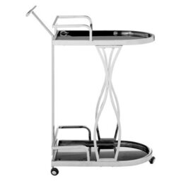 Orsina  Durable 2 Tier Silver Wavy Design Trolley, Elegant Drinks Trolley, Steel Constructed Island Trolley - thumbnail 3