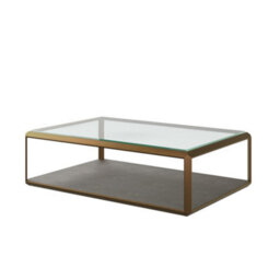 Wyld Haus Siena Grey Shagreen Glass And Brushed Gold Coffee Table - thumbnail 4