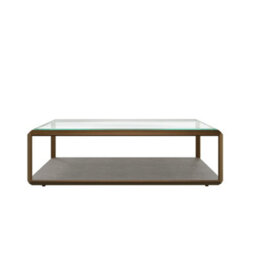 Wyld Haus Siena Grey Shagreen Glass And Brushed Gold Coffee Table - thumbnail 6