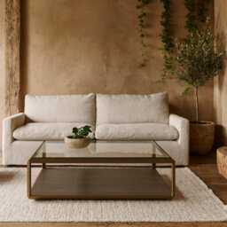 Wyld Haus Siena Grey Shagreen Glass And Brushed Gold Coffee Table - thumbnail 2