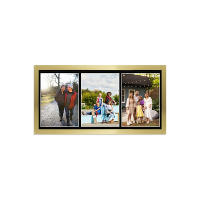 AK Frames 16X8 Dark Grey Sleek Multi Photo Frame With Black Mount - Holds 3 Apertures (3X) 7X5 Photos - image 1