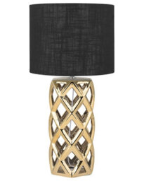 Beliani Table Lamp - Glossy Gold Ceramic Base With Black Drum Shade, 71Cm - thumbnail 2