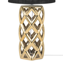 Beliani Table Lamp - Glossy Gold Ceramic Base With Black Drum Shade, 71Cm - thumbnail 6