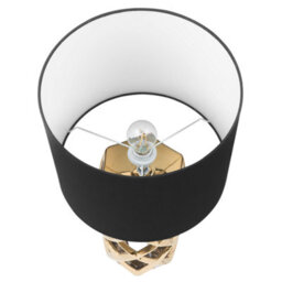 Beliani Table Lamp - Glossy Gold Ceramic Base With Black Drum Shade, 71Cm - thumbnail 5