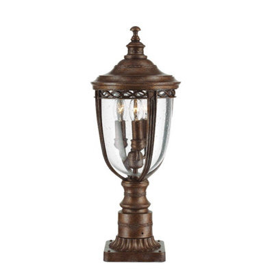 Luminosa Lighting Luminosa English Bridle 3 Light Medium Outdoor Pedestal Light British Bronze Ip44, E14