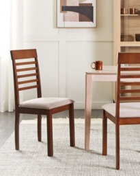 Beliani Set Of 2 Dining Chairs Ortley Wood Dark Brown/ Taupe - thumbnail 2