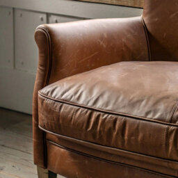 Xample Gallery Mr. Paddington Vintage Brown Leather 2 Seater Sofa With Foam Seat Cushion, Solid Wood Legs, Fully Assembled - thumbnail 3