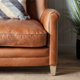 Xample Gallery Mr. Paddington Vintage Brown Leather 2 Seater Sofa With Foam Seat Cushion, Solid Wood Legs, Fully Assembled - thumbnail 4