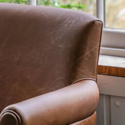 Xample Gallery Mr. Paddington Vintage Brown Leather 2 Seater Sofa With Foam Seat Cushion, Solid Wood Legs, Fully Assembled - thumbnail 5