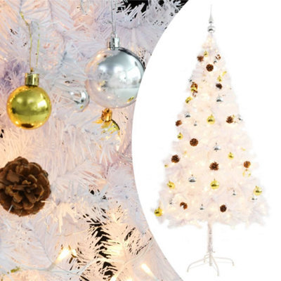 Berkfield Artificial Christmas Tree With Baubles And Leds White 180 Cm - image 1