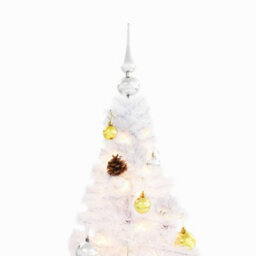 Berkfield Artificial Christmas Tree With Baubles And Leds White 180 Cm - thumbnail 5