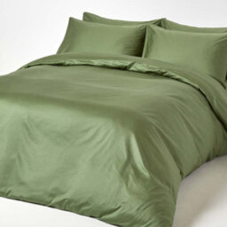 Homescapes Moss Green Organic Cotton Flat Sheet 400 Thread Count, Double - thumbnail 4