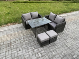 Fimous Outdoor Garden Furniture Sets 5 Pieces Wicker Rattan Furniture Sofa Set With Rectangular Dining Table - thumbnail 1