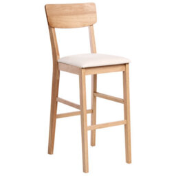 Wyld And Coco Set Of 2 Rubberwood Bar Chairs In Light Oak With Beige Upholstery - 44 X 53 X 113 Cm - thumbnail 4
