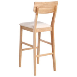 Wyld And Coco Set Of 2 Rubberwood Bar Chairs In Light Oak With Beige Upholstery - 44 X 53 X 113 Cm - thumbnail 6