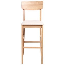 Wyld And Coco Set Of 2 Rubberwood Bar Chairs In Light Oak With Beige Upholstery - 44 X 53 X 113 Cm - thumbnail 1