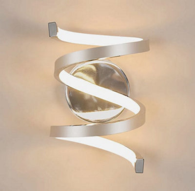 Led Indoor Wall Light Silver 21W Spiral Wall Lamp Warm White 25Cm - image 1