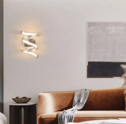Led Indoor Wall Light Silver 21W Spiral Wall Lamp Warm White 25Cm - thumbnail 2