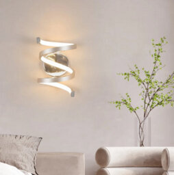 Led Indoor Wall Light Silver 21W Spiral Wall Lamp Warm White 25Cm - thumbnail 3