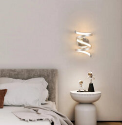 Led Indoor Wall Light Silver 21W Spiral Wall Lamp Warm White 25Cm - thumbnail 6