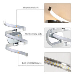 Led Indoor Wall Light Silver 21W Spiral Wall Lamp Warm White 25Cm - thumbnail 7