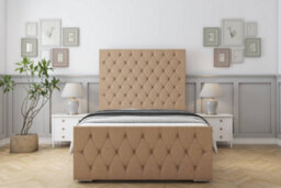 "Sloomy Watson Latte Dumfries Bed Frame With Mattress With 50"" Upholstered Headboard 3' Single" - thumbnail 1