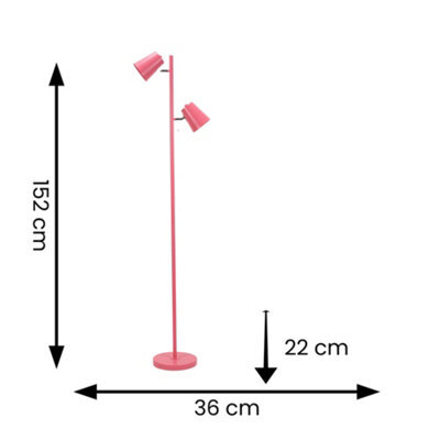 Valuelights Bibi Pink Metal 2 Way Standing Floor Lamp For Living Room Office Reading Light - image 1