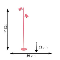 Valuelights Bibi Pink Metal 2 Way Standing Floor Lamp For Living Room Office Reading Light