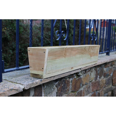 Rough Sawn Wooden V Shaped Garden Trough Planter - 100Cm