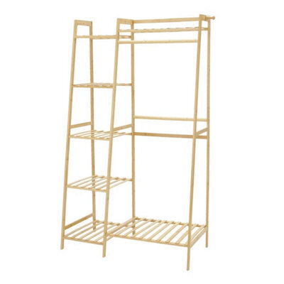 Bamboo Garment Coat Clothes Stand Rack Hat Shoe Wooden Hanger Holder Shelf Tidy - image 1