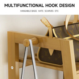 Bamboo Garment Coat Clothes Stand Rack Hat Shoe Wooden Hanger Holder Shelf Tidy - thumbnail 6
