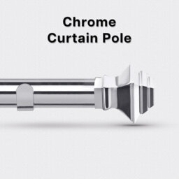 Ameha Curtain Pole 28mm, Chrome Durable Extendable Curtain Rod With Lamp Finials (70- 120 Cm, 28'' - 48'') - thumbnail 1