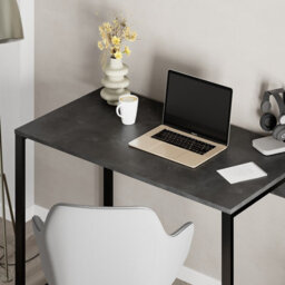 Decortie Inna Modern Work Table Retro Grey With Sturdy Black Metal Legs Particle Board Industrial Desk Width 110Cm - thumbnail 5
