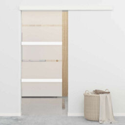 Berkfield Functional Sliding Door Esg Glass And Aluminium 76X205 Cm Silver - thumbnail 2
